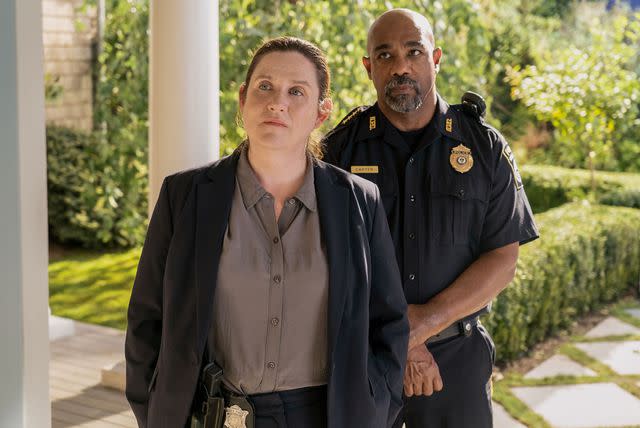 <p>Liam Daniel/Netflix</p> Donna Lynne Champlin as Nikki Henry and Michael Beach as Dan Carter in 'The Perfect Couple'.