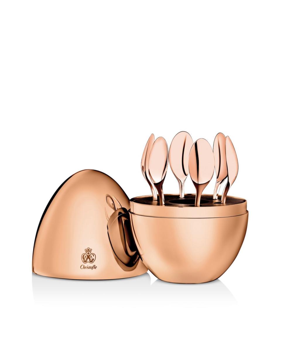 <p><strong>Christofle </strong></p><p>bloomingdales.com</p><p><strong>$795.00</strong></p><p>For tea lovers at the height of luxury, there would be nothing more impressive than pulling out this Christofle egg of small spoons for their high tea. The whimsical shape and rose gold shade are sure to delight. </p>