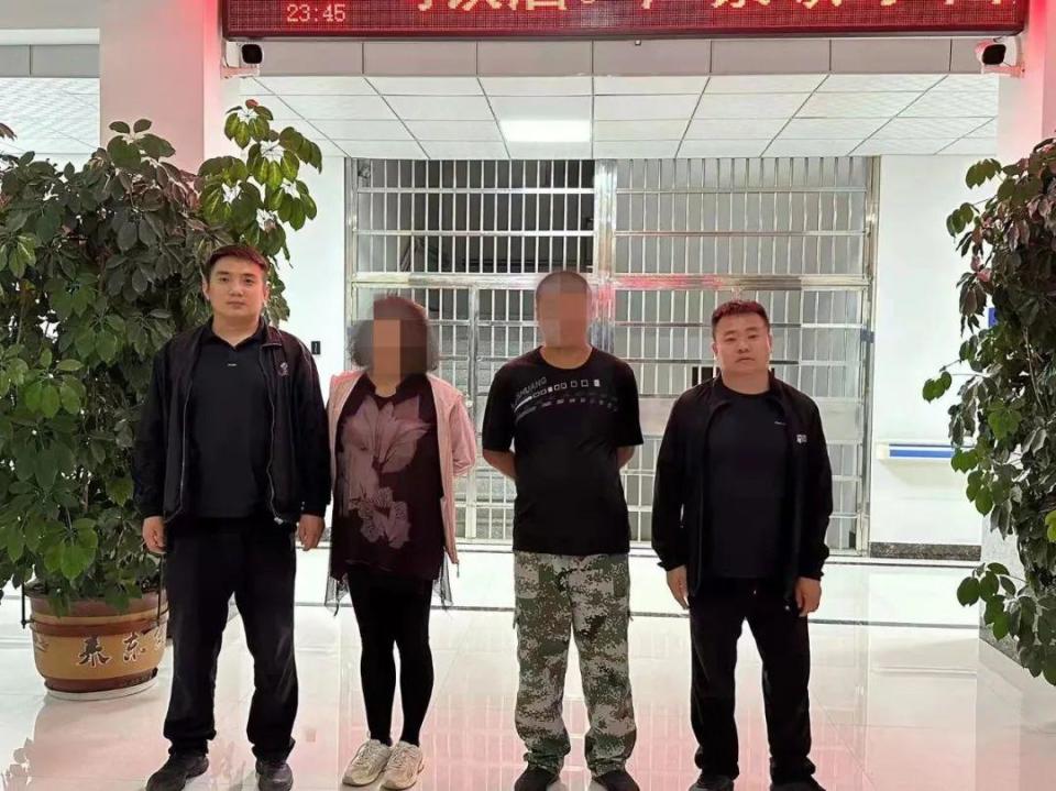 A 38 year old man and a 55 year old woman (pictured) have been detained after allegedly damaging a segment of China's iconic Great Wall by using an excavator to dig through it.   / Credit: Youyu County Public Security Bureau