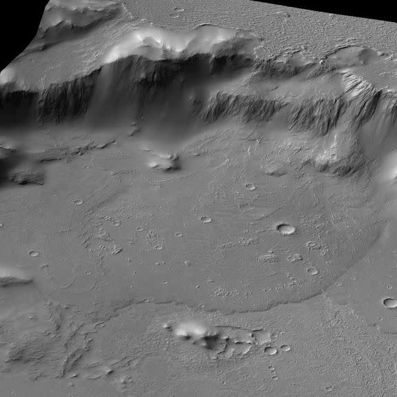 A 3D view of the lava flow.