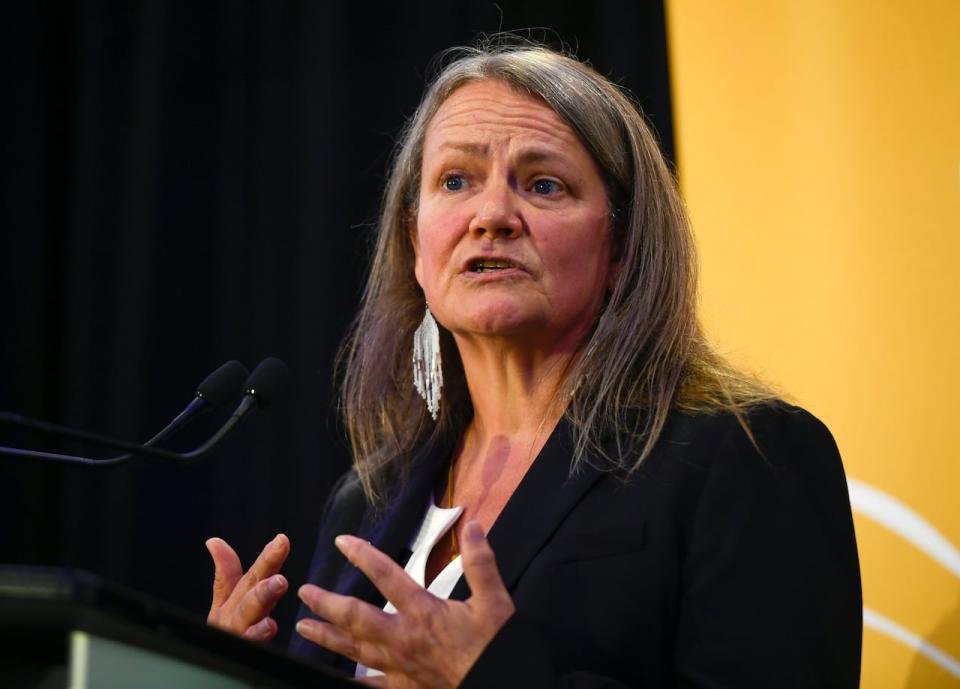 Kimberly Murray speaks after being appointed as Independent Special Interlocutor for Missing Children and Unmarked Graves and Burial Sites associated with Indian Residential Schools, at a news conference in Ottawa June 8, 2022. 