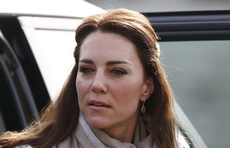 Britain's Catherine, Duchess of Cambridge, arrives for a jeep safari at Kaziranga National Park in the northeastern state of Assam, India, April 13, 2016. REUTERS/Adnan Abidi