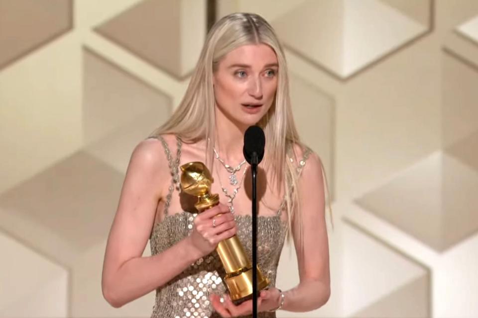 <p>CBS</p> Elizabeth Debicki wins Supporting Actress, TV at the Golden Globes 2024