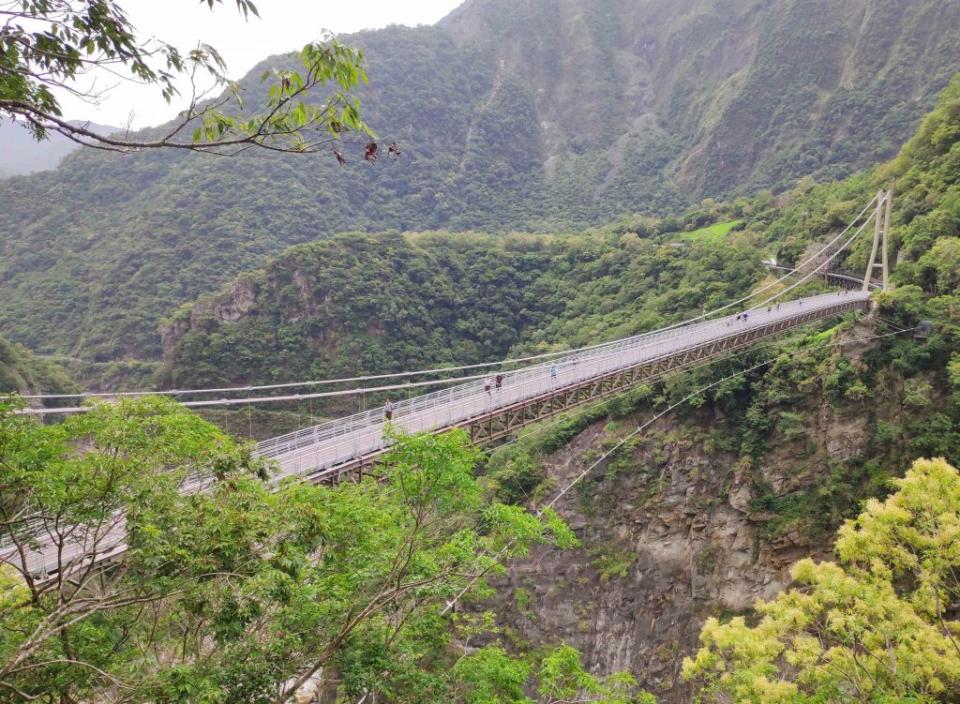 山月吊橋已更名為布洛灣吊橋，九月一日起實施免預約，現場排隊入場。(記者林有清攝)