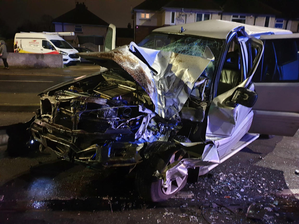 The crash happened in the Hyde Park area of Doncaster on Tuesday night (SWNS)