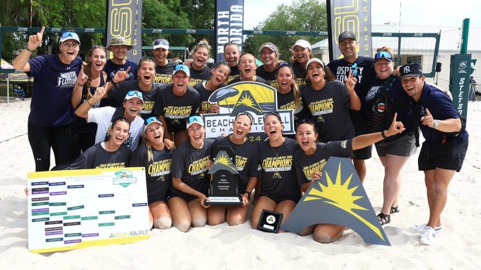 The University of North Florida beach volleyball team won its fifth ASUN title last weekend in DeLand and will play in its first NCAA tournament beginning on Friday.