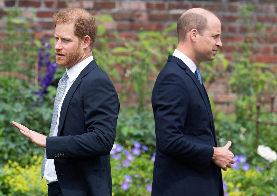 PRince Harry and Prince William with their backs to each other