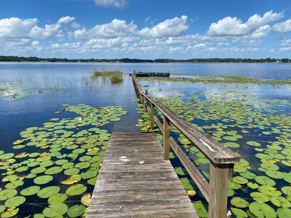 This dock on Silver Lake in Leesburg is partially underwater.