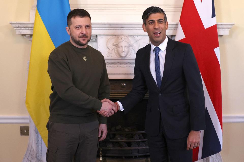 Sunak and Zelensky in Downing Street earlier (POOL/AFP/Getty)