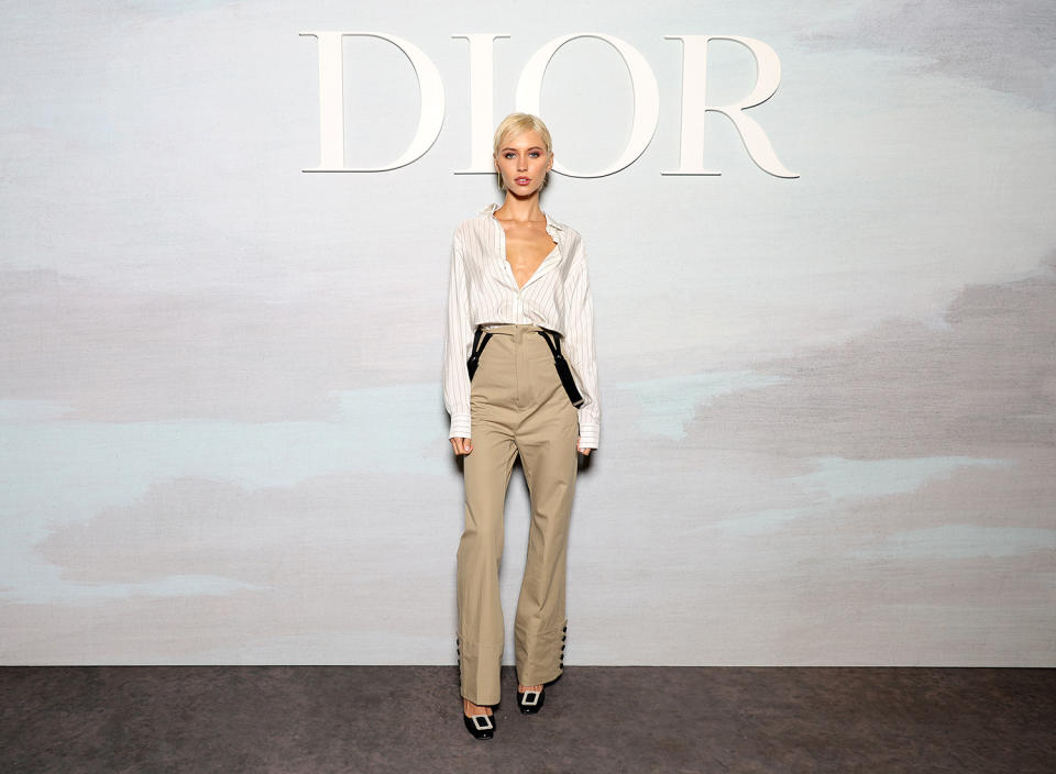 <p>Iris Law goes high fashion for the Dior runway show on Sept. 27 as Paris Fashion Week kicks off in France. </p>