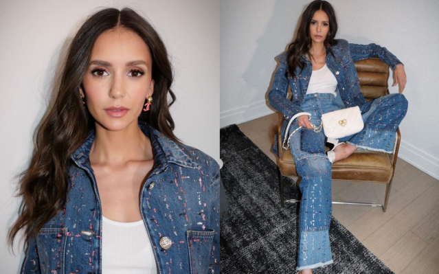 Nina Dobrev stuns fans in Chanel denim-on-denim look