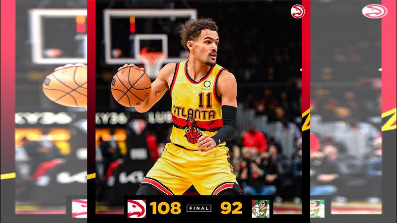 楊恩（Trae Young）攻下全隊最高21分，老鷹6連勝。（圖／翻攝自老鷹推特）