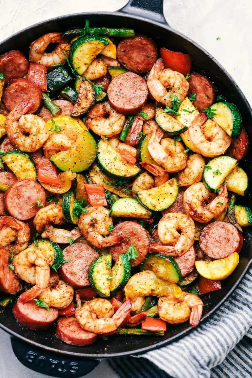 Ideal for make-ahead meal prep.Recipe: 20-Minute Low Carb Cajun Shrimp & Veggie Skillet