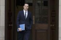 Britain's Chancellor of the Exchequer George Osborne leaves the Treasury to present the Autumn Statement to Parliament in London, Britain November 25, 2015. REUTERS/Tim Ireland/pool