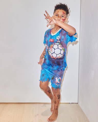 <p>kim kardashian/instagram</p> Kim Kardashian's son Saint, 7, dressed up as a zombie version of soccer player Neymar Jr. for Halloween