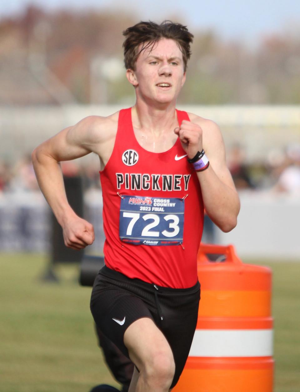Pinckney's Paul Moore finished fifth in the state Division 2 cross country meet Saturday, Nov. 4, 2023 at Michigan International Speedway.
