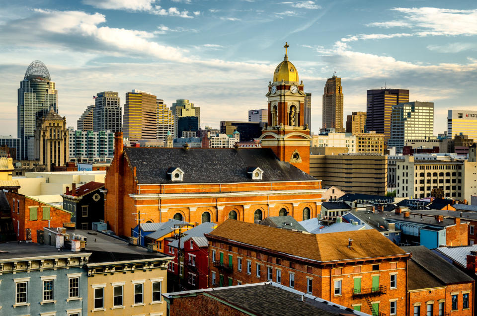 View of Cincinnati skyline from Over the Rhine district..