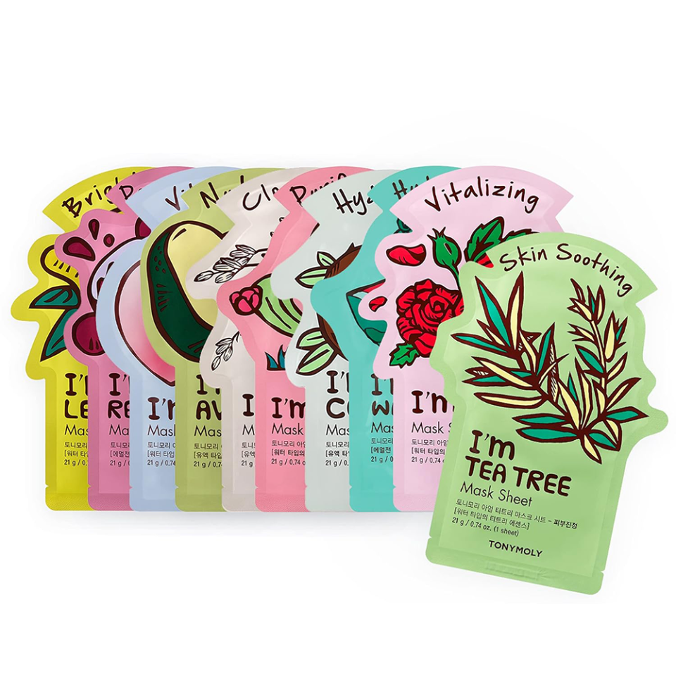 <p><a href="https://www.amazon.com/TONYMOLY-Real-Sheet-Mask-Pack/dp/B07RFQBXPW/ref?tag=syn-yahoo-20&ascsubtag=%5Bartid%7C2089.g.121%5Bsrc%7Cyahoo-us" rel="nofollow noopener" target="_blank" data-ylk="slk:Shop Now;elm:context_link;itc:0;sec:content-canvas" class="link ">Shop Now</a></p><p>I'm Real Sheet Mask Gift Set</p><p>amazon.com</p><p>$26.00</p>