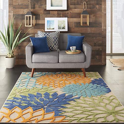 Aloha Indoor/Outdoor Floral Blue Area Rug