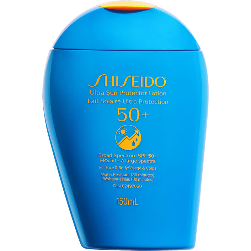 Shiseido Ultra Sun Protector Lotion SPF50+. Image via Shoppers Drug Mart.