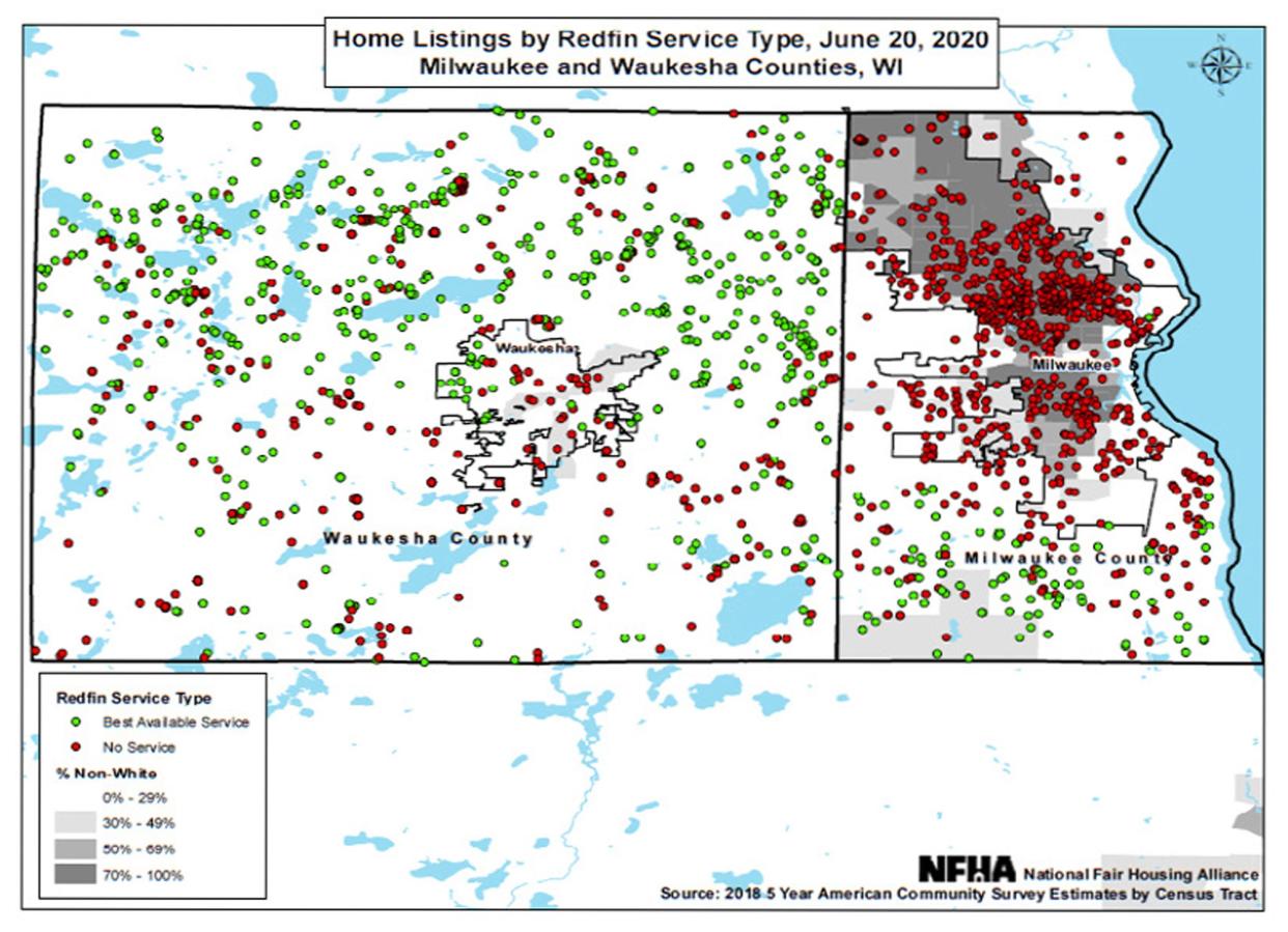 Home listings in Waukesha and Milwaukee counties by Redfin in June 2020.