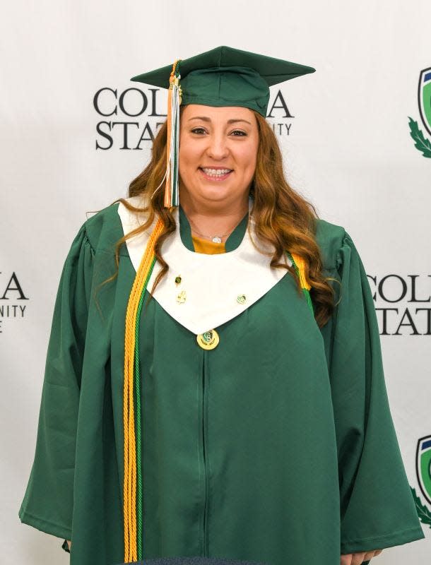 Kentucky native Lindsey Brown graduated Magna Cum Laude with an Associate of Science degree in computer science. Brown is a member of Sigma Kappa Delta and Phi Theta Kappa honor societies. Next, she plans to join the workforce in the programming field. She said the best part of attending Columbia State was, “being able to stay close to home with my child.”