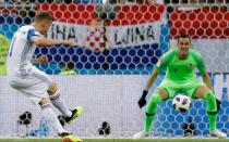 <p>Gylfi Sigurdsson scores from the spot to haul Iceland level </p>