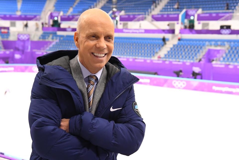 Feb 14, 2018; Pyeongchang, South Korea; Former champion figure skater and now NBC analyst Scott Hamilton during the Pyeongchang 2018 Olympic Winter Games at Gangneung Ice Arena.