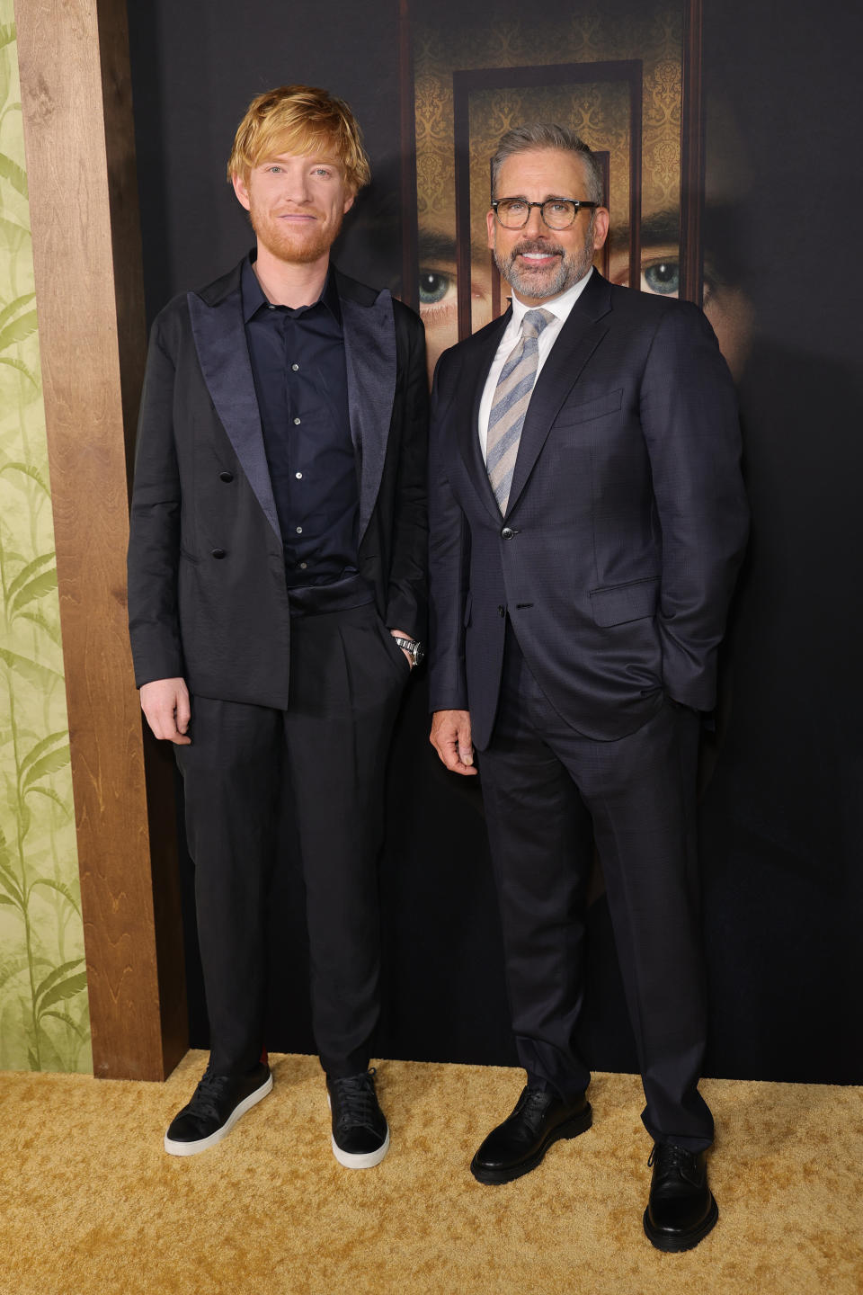 Closeup of Domhnall Gleeson and Steve Carell