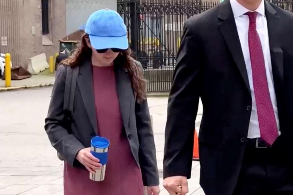 PHOTO: Former crypto hedge fund Alameda Research CEO Caroline Ellison arrives to testify at the trial of former FTX Chief Executive Sam Bankman-Fried, at Federal Court in New York City, Oct. 10, 2023 in this still image from video. (Reuters TV via Reuters)