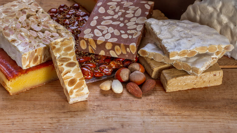 array of nougat varieties on table