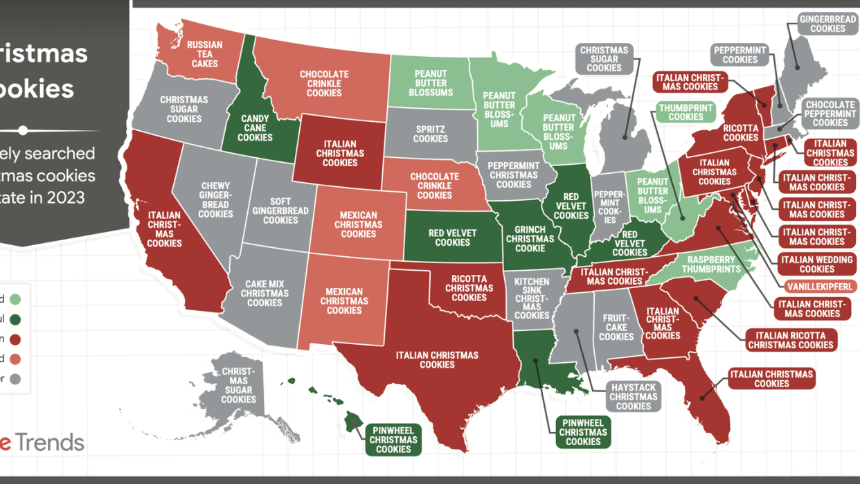 most popular christmas cookies by state 2023 map