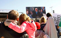 <p>Particpants watch as President Donald Trump speaks by satellite from the nearby White House to attendees of the March for Life anti-abortion rally in Washington, Jan. 19, 2017. (Photo: Eric Thayer/Reuters) </p>