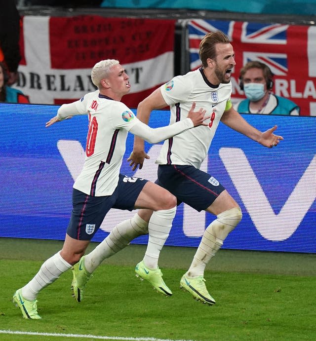 Kane (right) shone as England reached the final at Euro 2020