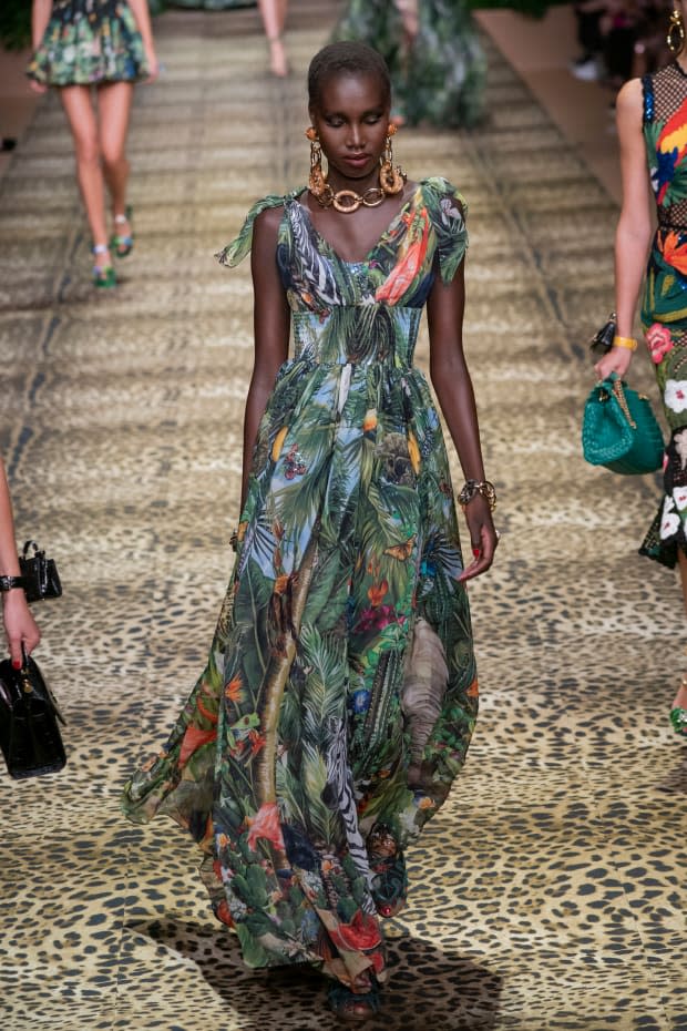 <p>A look from the Dolce & Gabbana Spring 2020 collection. Photo: Imaxtree</p>