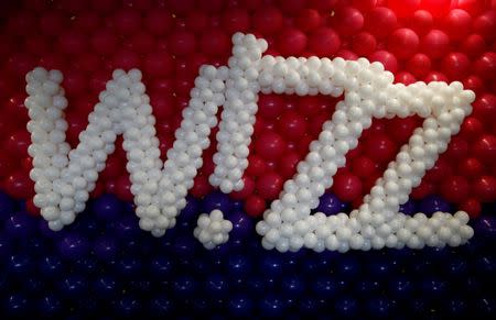 Wizz Air's logo is seen made from balloons during a ceremony at the Chopin International Airport in Warsaw, Poland May 17, 2016. REUTERS/Kacper Pempel/File Photo