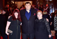 Jenny Ryan (left), Mark Labbett and Anne Hegerty attending the ITV Gala held at the London Palladium. Picture date: Thursday November 9, 2017. See PA story SHOWBIZ ITV. Photo credit should read: Ian West/PA Wire.