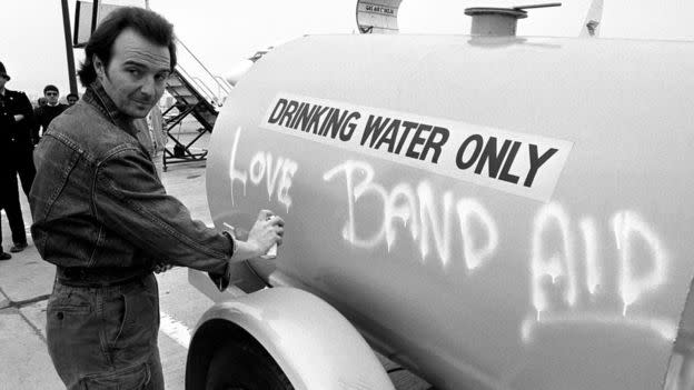 <p>The same year Princess Diana visited the airport, songwriter Midge Ure left his mark on a water tanker. </p>