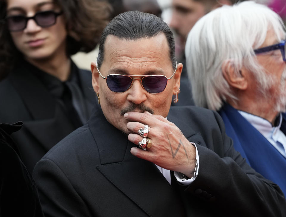 Johnny Depp poses for photographers upon arrival at the opening ceremony and the premiere of the film 'Jeanne du Barry' at the 76th international film festival, Cannes, southern France, Tuesday, May 16, 2023. (Photo by Scott Garfitt/Invision/AP)