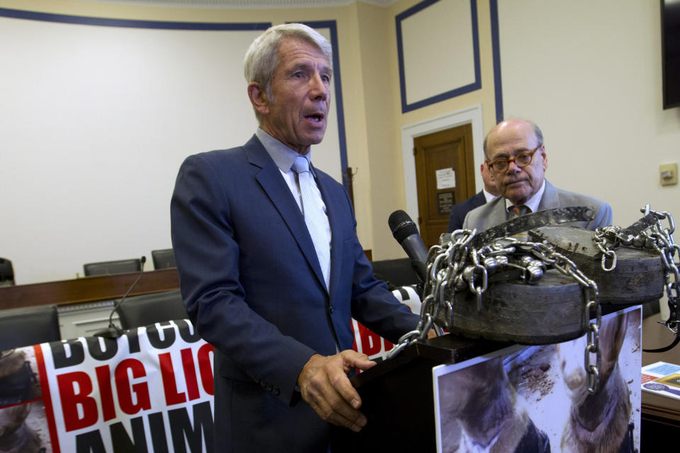 FILE - Rep. Kurt Schrader, D-Ore., speaks during a news conference in Washington, on July 24, 2019. (AP Photo/Jose Luis Magana, File)