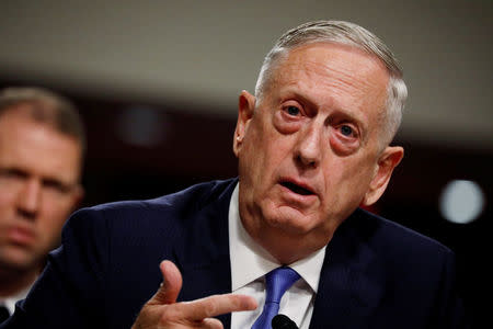 U.S. Secretary of Defense James Mattis testifies before a Senate Armed Services Committee hearing on the "Political and Security Situation in Afghanistan" on Capitol Hill in Washington, U.S., October 3, 2017. REUTERS/Aaron P. Bernstein/File Photo