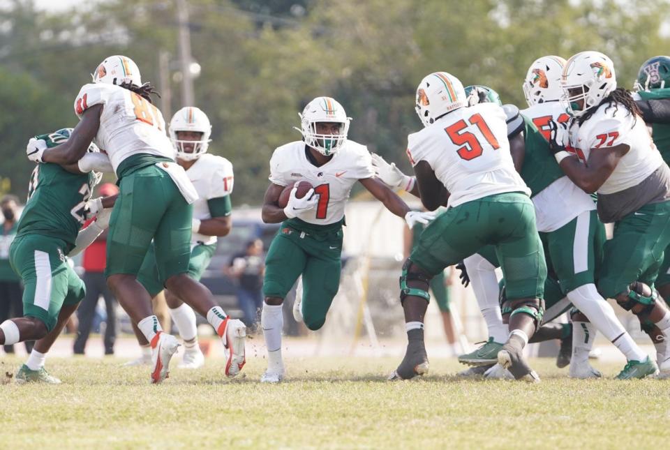 FAMU running back Bishop Bonnett had 140 yards rushing in the 31-28 win over Mississippi Valley State on Saturday, Oct. 23, 2021.