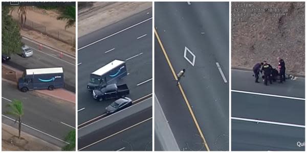 ¡Caos en el freeway! Hombre roba camión de Amazon en California y provoca accidentes 