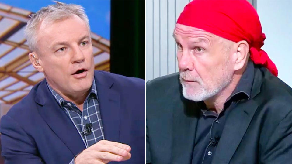 Pictured here, rugby league journalist Paul Kent and Sydney Morning Herald columnist Peter FitzSimons.