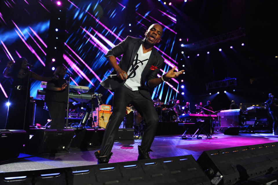 Kirk Franklin performs at the Essence Music Festival in New Orleans on Sunday, July 8, 2012. (Photo by Cheryl Gerber/Invision/AP)