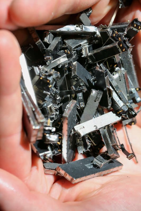 IPhone components at an Apple recycling facility in Austin