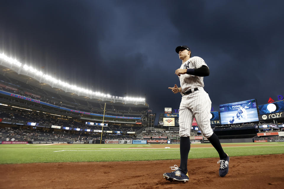 Aaron Judge在自家紐約洋基主場Yankee Stadium出賽。（Photo by Adam Hunger/Getty Images）