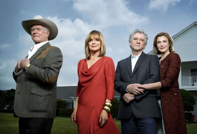 ‘Dallas’ was revived in 2012 with several stars of the original series including Patrick Duffy and Linda Grey as Bobby and Sue Ellen EwingWarner Horizon Television