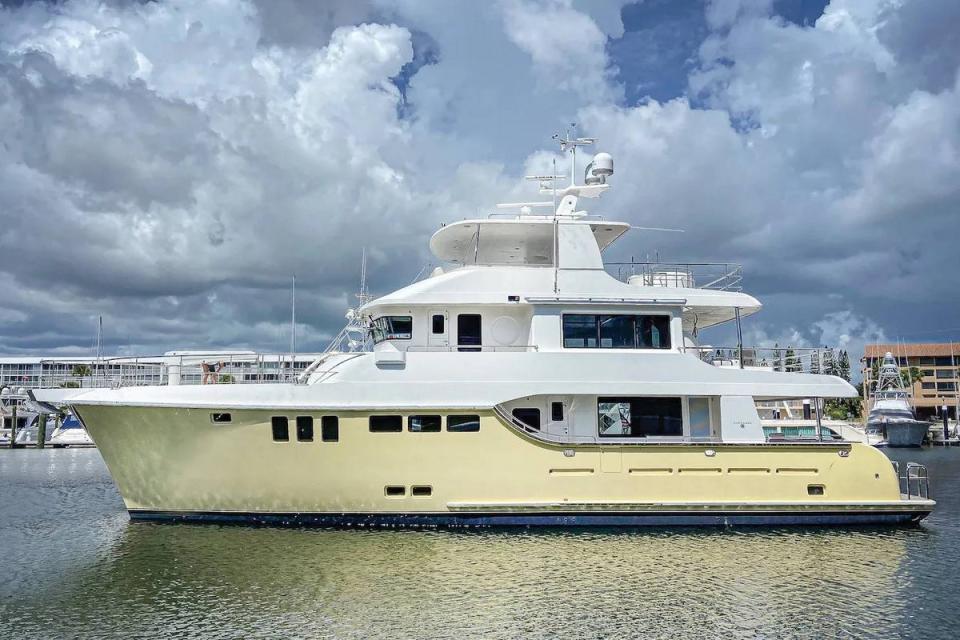 A doctor was arrested after police found guns, drugs and prostitutes aboard a 70ft motor yacht anchored at a small island of Massachusetts. (Nordhavn)