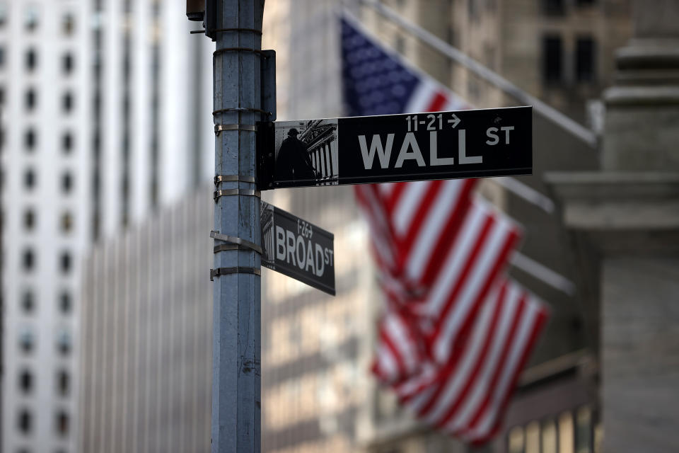 NEW YORK, NY - AUGUST 16: Wall St. and Broad St. signs are seen by the New York Stock Exchange (NYSE) building in the financial district of New York City, United States on August 16, 2021. (Photo by Tayfun Coskun/Anadolu Agency via Getty Images)